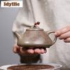 190ml Yixing Purple Clay Teapots Handmade Stone Scoop Pot Raw Ore Green Section Mud Tea Maker Kettle With Strainer Zisha Tea Set