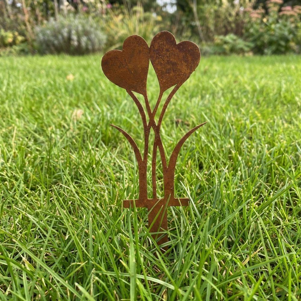 Wetterfester Eisenherz Gartenstecker 2D Wegakzentstecker Valentinstag