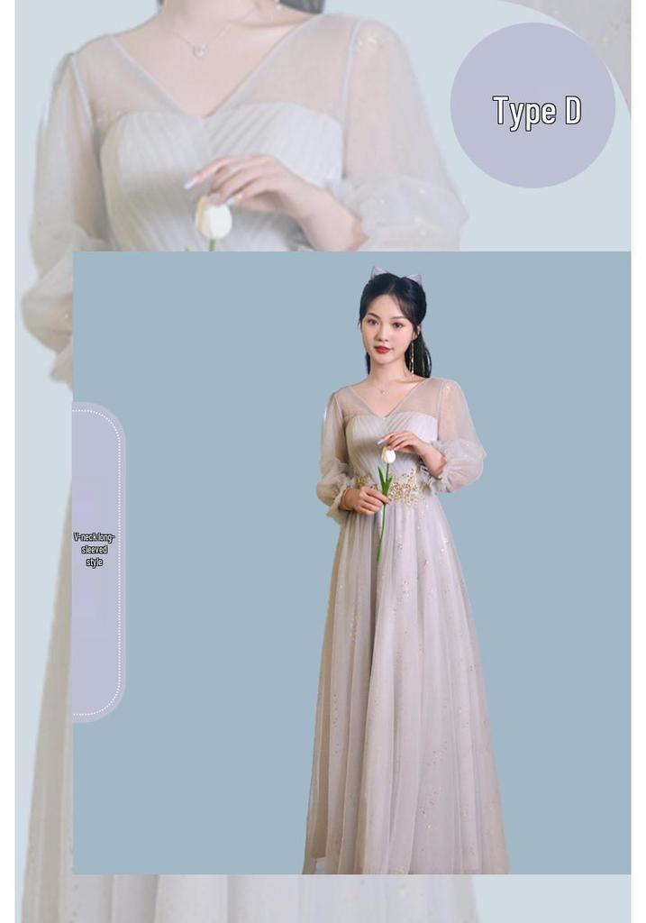 2026 Light Silver Gray One-Shoulder Sequined Bridesmaid & Evening Gown