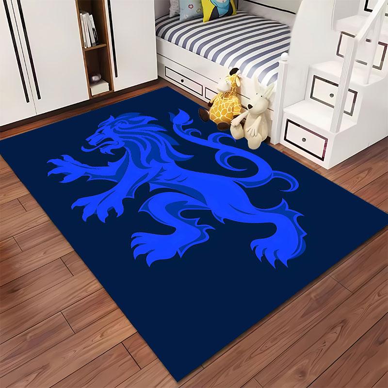 Blue Heraldic Lion Design Suitable As a Non-slip Mat for the Living Room or Bedroom Sofa