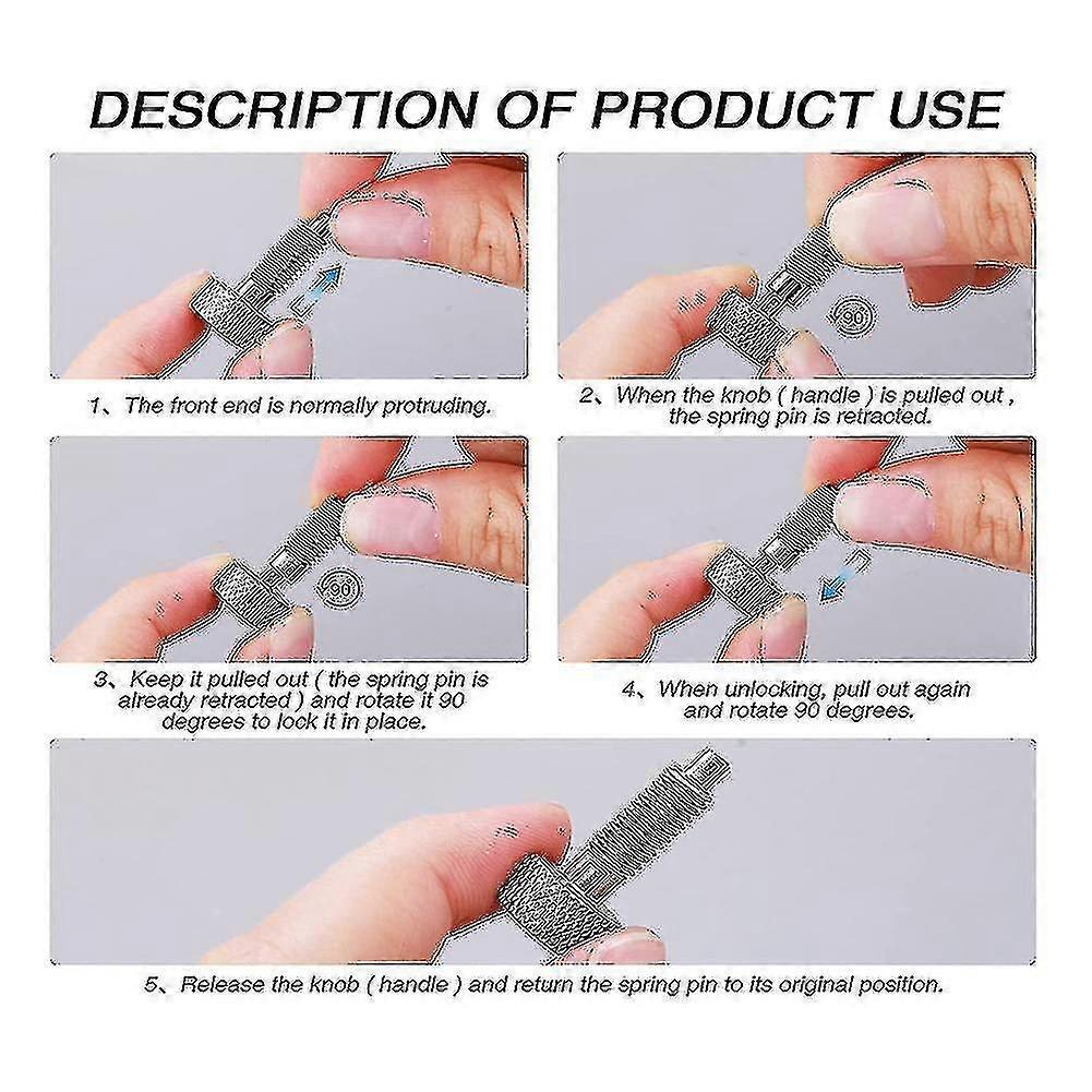 2 Pcs Hand Retractable Spring Plunger Stainless Steel Lock Out M6 Type Quick Release Pins For Rolling Toolbox Packout - Pengj