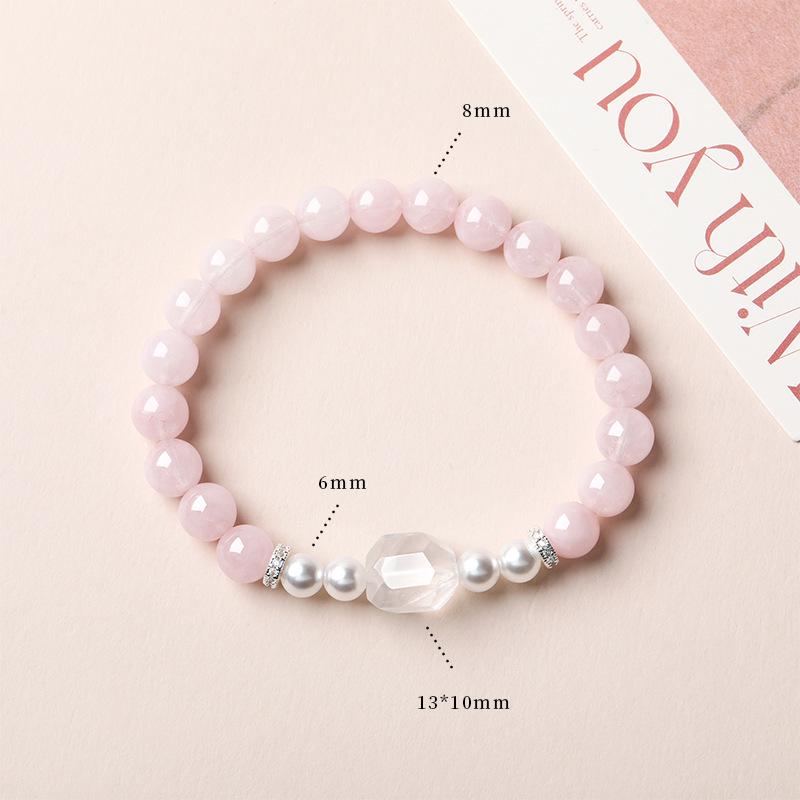 Aquamarine & White Crystal Beaded Bracelet: Fairy Summer Style for Girls, Sweet & Simple Fashion Hand Jewelry with a High-End Feel