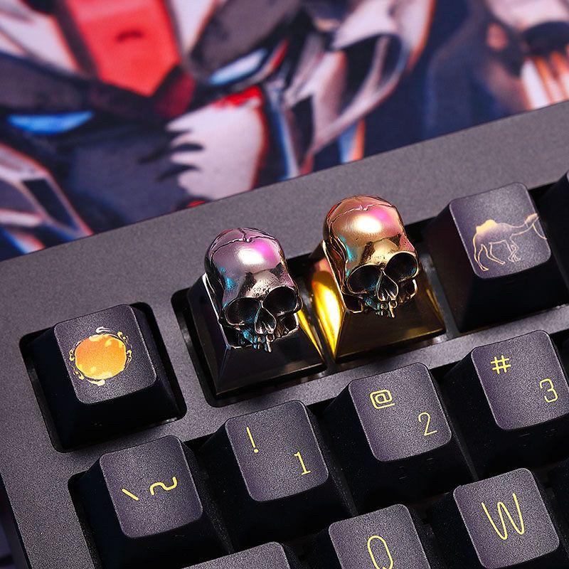 Pure Copper Skull Theme Keycaps Set Metal Niche Personality Custom Original Handmade Keycaps for Mechanical Keyboard Accessories