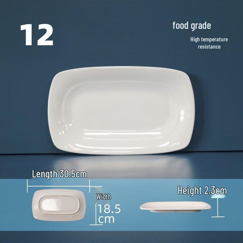 White Melamine Rectangular Dinner Plates