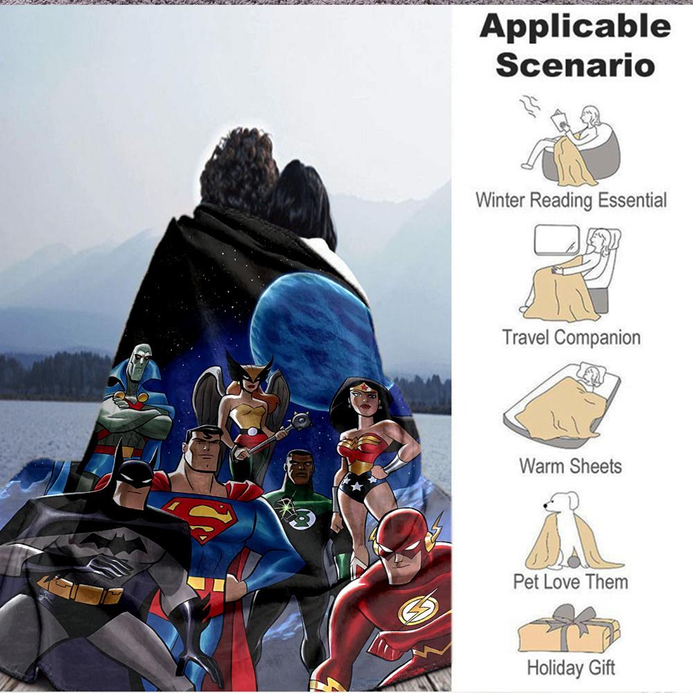 1pc Superhero, Justice League Blanket Polyester Fiber, All Season Comfort for Sofa, Bed, Office, Car, Camping Ideal Home Decor & Gift, Office Comfort
