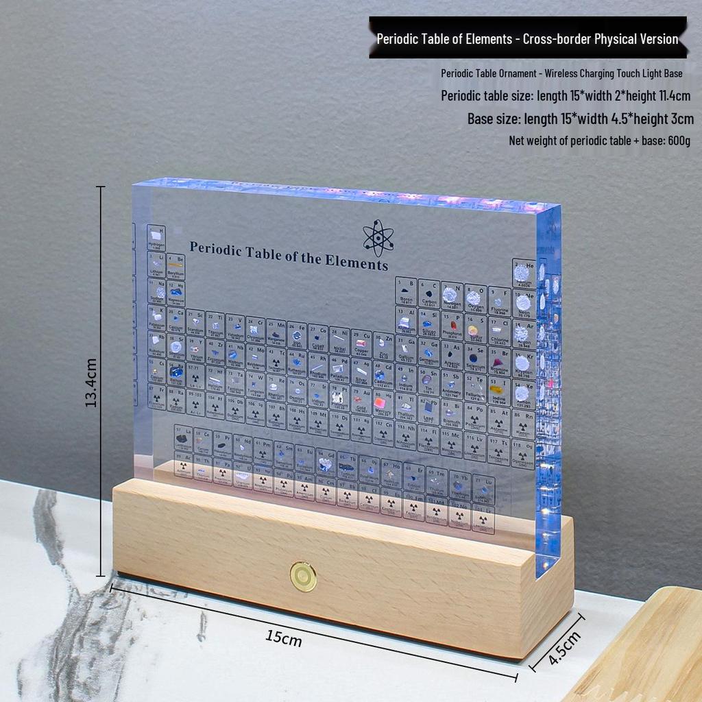 Tavola Periodica Acrilica Incapsulata con Elementi Fisici