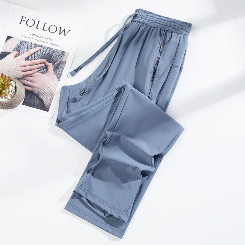 Unisex Summer Ice Silk Quick-Dry Joggers with UPF50 Sun Protection - Loose Fit Nine-Point Casual Pants