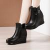 8cm Μικρό Μέγεθος 32-43 Μαύρα Παπούτσια Πλατφόρμες με Χοντρή Σόλα Μποτάκια μέχρι τον Αστράγαλο 2025 Φθινόπωρο Χειμώνας Ψηλά Τακούνια Μποτάκια με Κοντή Γούνα Δέρμα