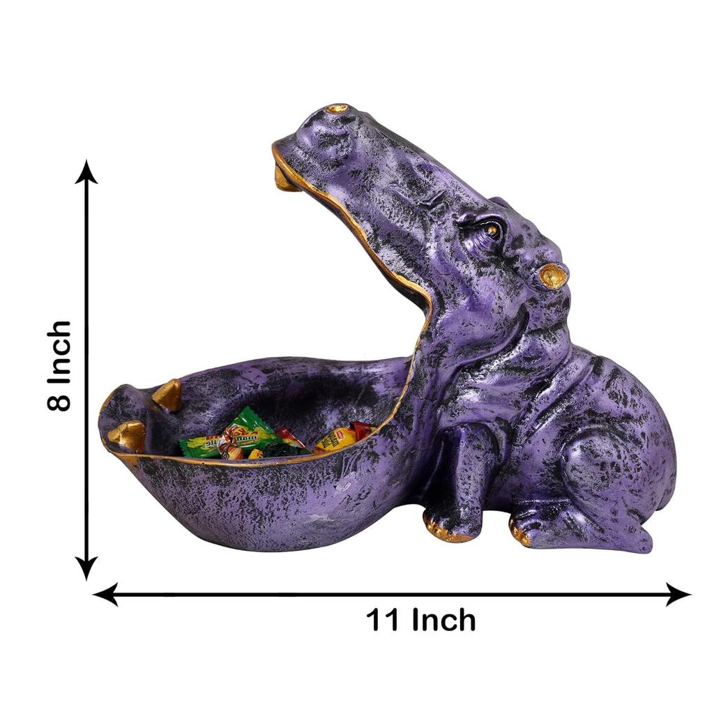 Hippopotamus Showpiece for Home Decor Showpiece|Hippo Showpiece for Home Decorative Showpiece (Hippo Purple), 10x7 cm