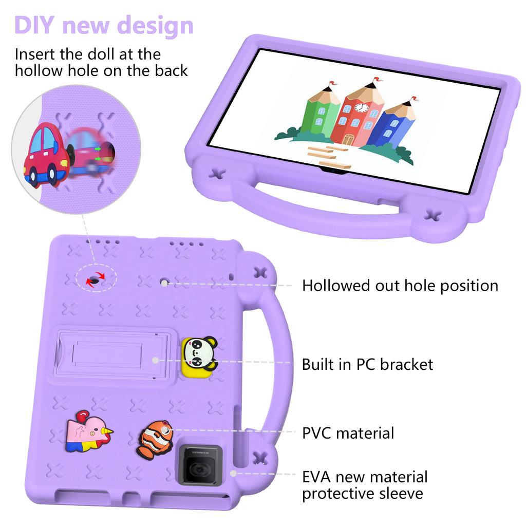 For TCL Tab 10 Gen 2/T-Mobile REVVL Tab Case EVA Cute Patterns Tablet Cover with Kickstand and Handle