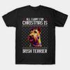 Neon Irish Terrier Ugly Christmas Sweater Dog Lovers Gift T-Shirt New 100% Cotton O-Neck Short Sleeve Summer Casual Mens T Shirt