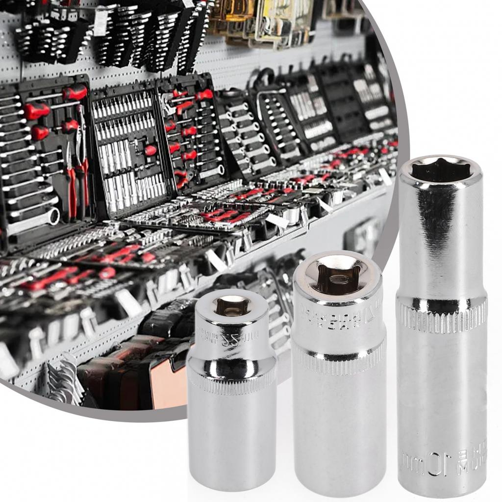 Silver Deep Socket Socket Wrenches Wrench Heads 3/8inch 8-24mm