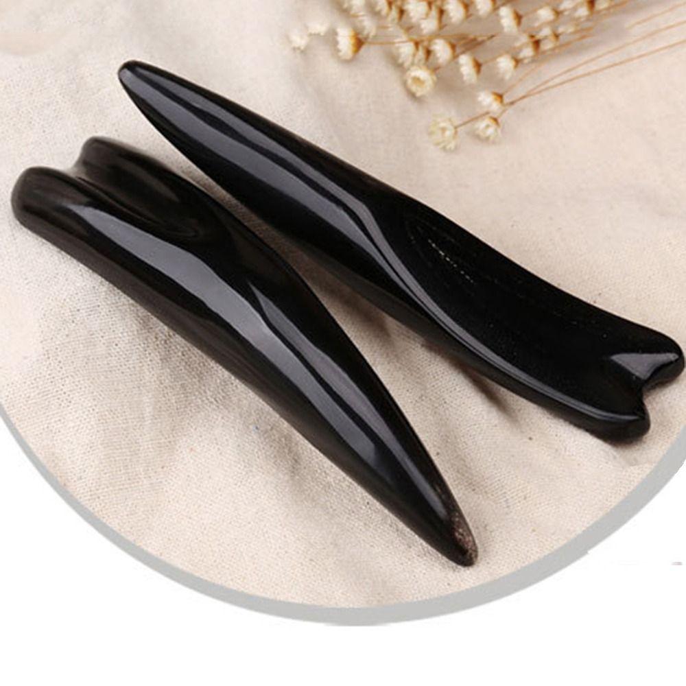Large Massage Scraping Bar Natural Meridian Acupressure Pen Black Buffalo Horn Massage Stick  SPA