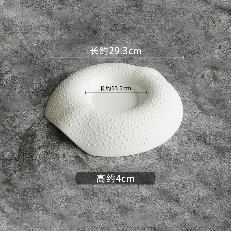 

Чисто-белая керамическая тарелка с бусинами в горошек, нестандартная десертная тарелка, суши-тарелка, толстые суповые тарелки, креативная посуда для молекулярной кулинарии