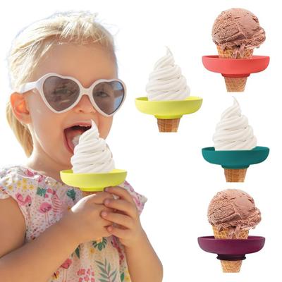 4Pcs Ice Cream Holder for Kids Drip Catcher Silicone Popsicle Holders