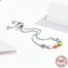 Rainbow Heart S925 Sterling Silver Bracelet Platinum Plated Fashion Silver Bracelet