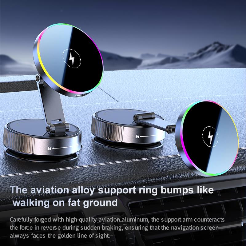 Magnetic Car Wireless Charger Phone Holder 360° Rotatable Phone Mount for Iphone Samsung Xiaomi Suction Cup Vacuum Foldable