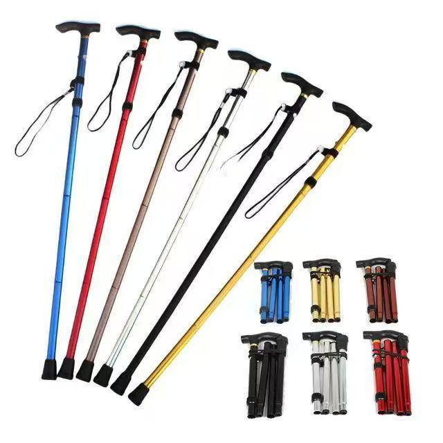 Multifunctional Aluminum Alloy Telescopic Hiking Poles for Elderly - Foldable Walking Sticks