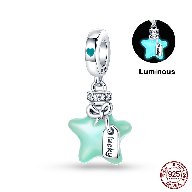 Original 925 Prata Esterlina Cor Mágica Camaleão Luminoso Série Charme Contas Adequado Ajuste Pulseira DIY Jóias Presentes