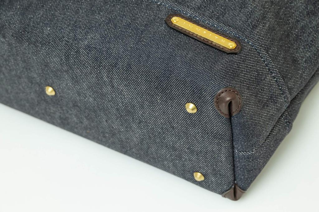 Infis Denim Tote Bag (Navy, Camel)