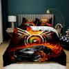 Burning Red Flame Race Car Bedding Set,Boy&Girl Sports Car Duvet Cover Pillow Case Gift, Home Bedroom Quilt Set Large King 260