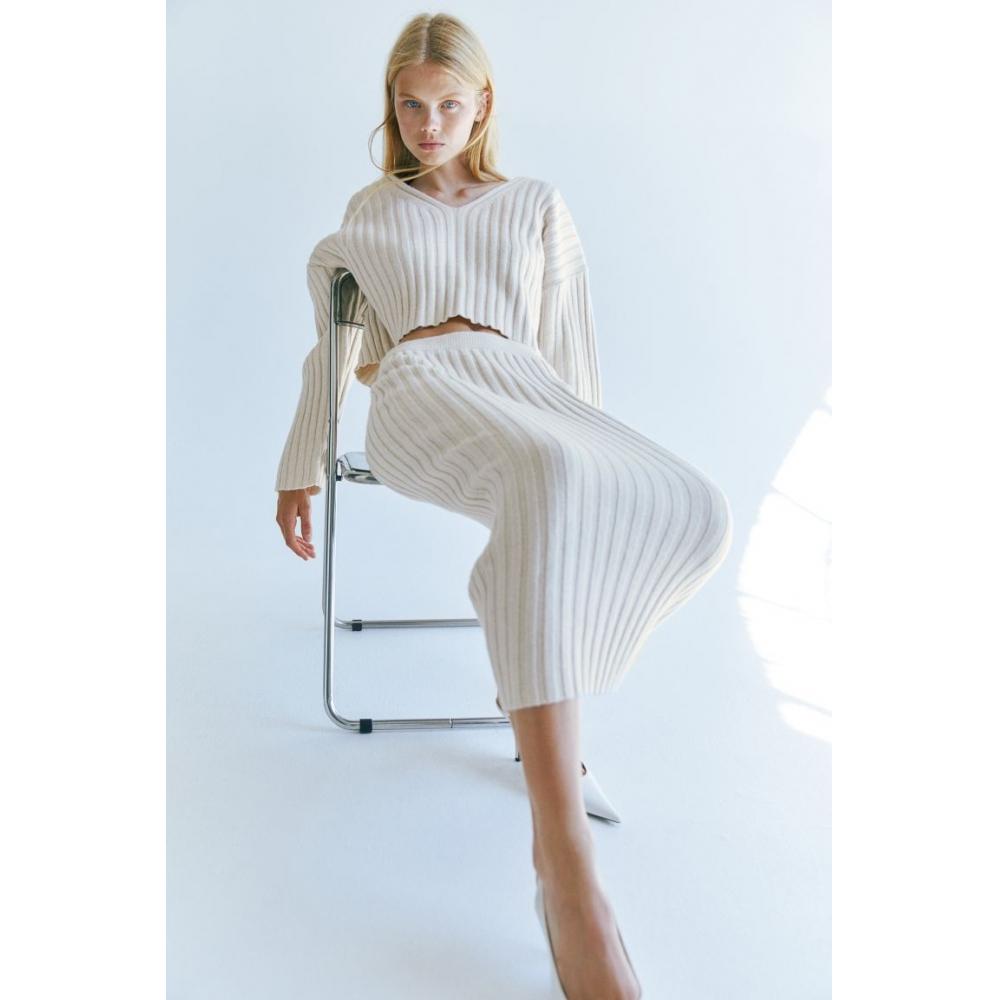 

Юбка в рубчик HM, натуральный белый