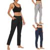 European and American Women's Fashion: Solid Color, High-waist, Casual Yoga/fitness Pants with Side Slits.