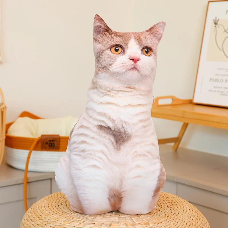 Niedliche lebensechte 3D Katzen Plüschtiere Stofftier Weiche Tierpuppe Simulation Schlafkissen Sofakissen Zeichentrickpuppe Heimdekor Geschenk
