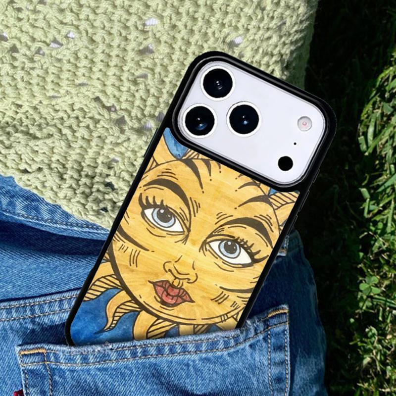 Lustige Sonne Mond Handyhülle Hülle Kompatibel mit für IPhone 17air 16e 15 14 13 12 11Pro Max 17 Air