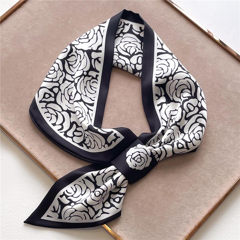 Striped Silk Scarf Imitation Long Diagonal Plaid Perfect For Spring Summer