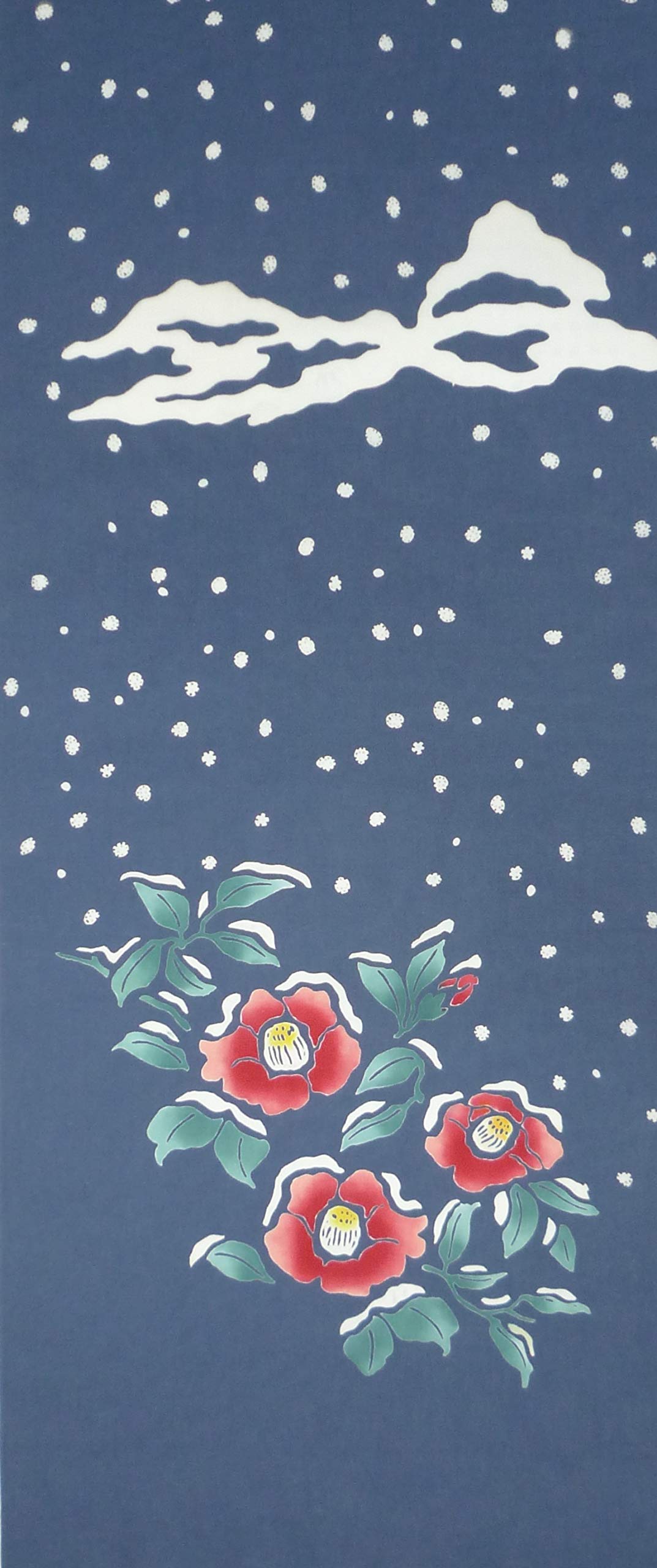 

Todaya Shoten Tenugui Hand Camellia 245 Niwaen-zome (Japanese Towel) Snow-Cracked