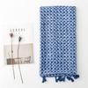 Four Seasons Cotton And Hemp Texture Scarf Small Fresh Green Blue Fish Scale Geometric Tassel Silk Scarf Shawl For Women