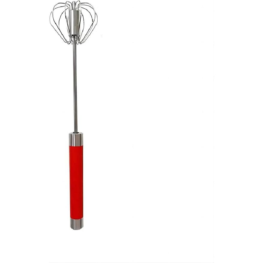 12 inch Stainless Steel Semi-Automatic Whisk (Red), medium size