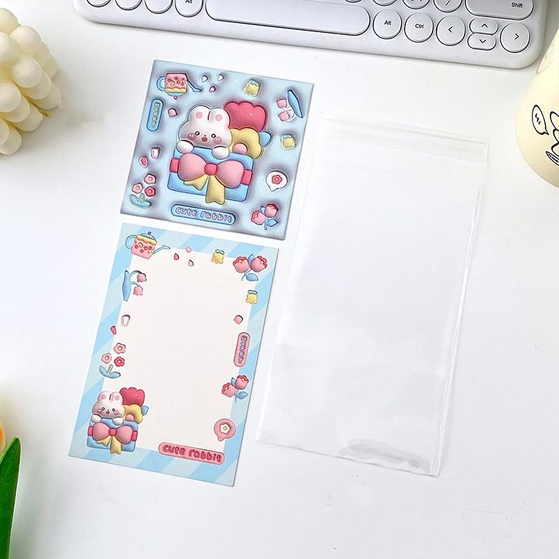 5 Set Korean Cute Animal Party Card Head Card Back Opp Bag  Star 3 Inch Photo Card DIY Packing Material Kawaii Gift Packaging