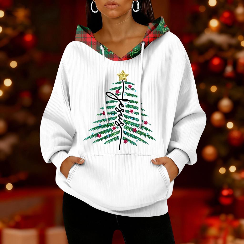 Women's Fashion Casual Christmas Print Pullover Long-Sleeve Sweatshirt