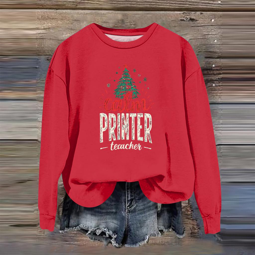 Women's Fashion Casual Long Sleeve Loose Christmas Printed Sweatshirt