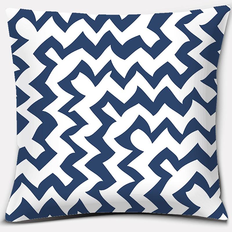 Geometric Collection Dark Blue Pattern Home Decor Pillowcase Square   Office