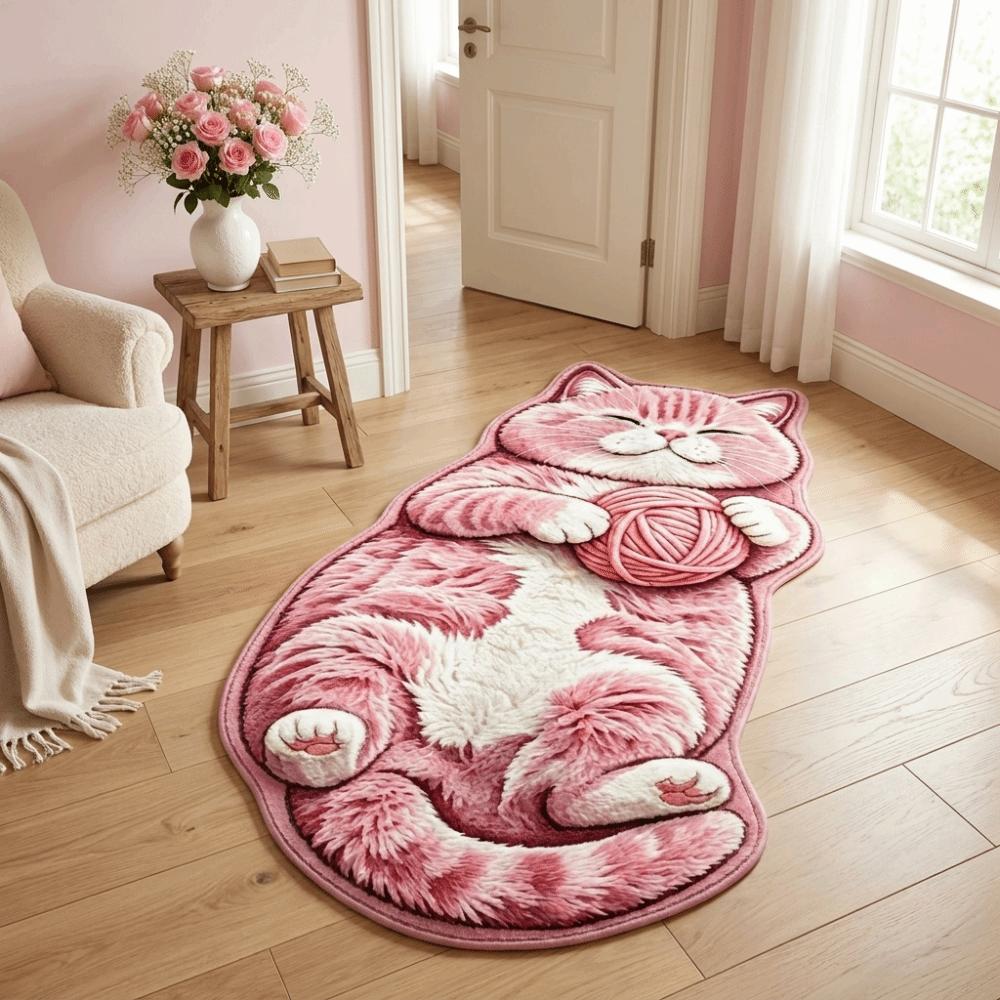 2D Home Decor Carpet Anti-fouling Cartoon Carpet Soft Cat-Shaped Area Rug  Bedrooms