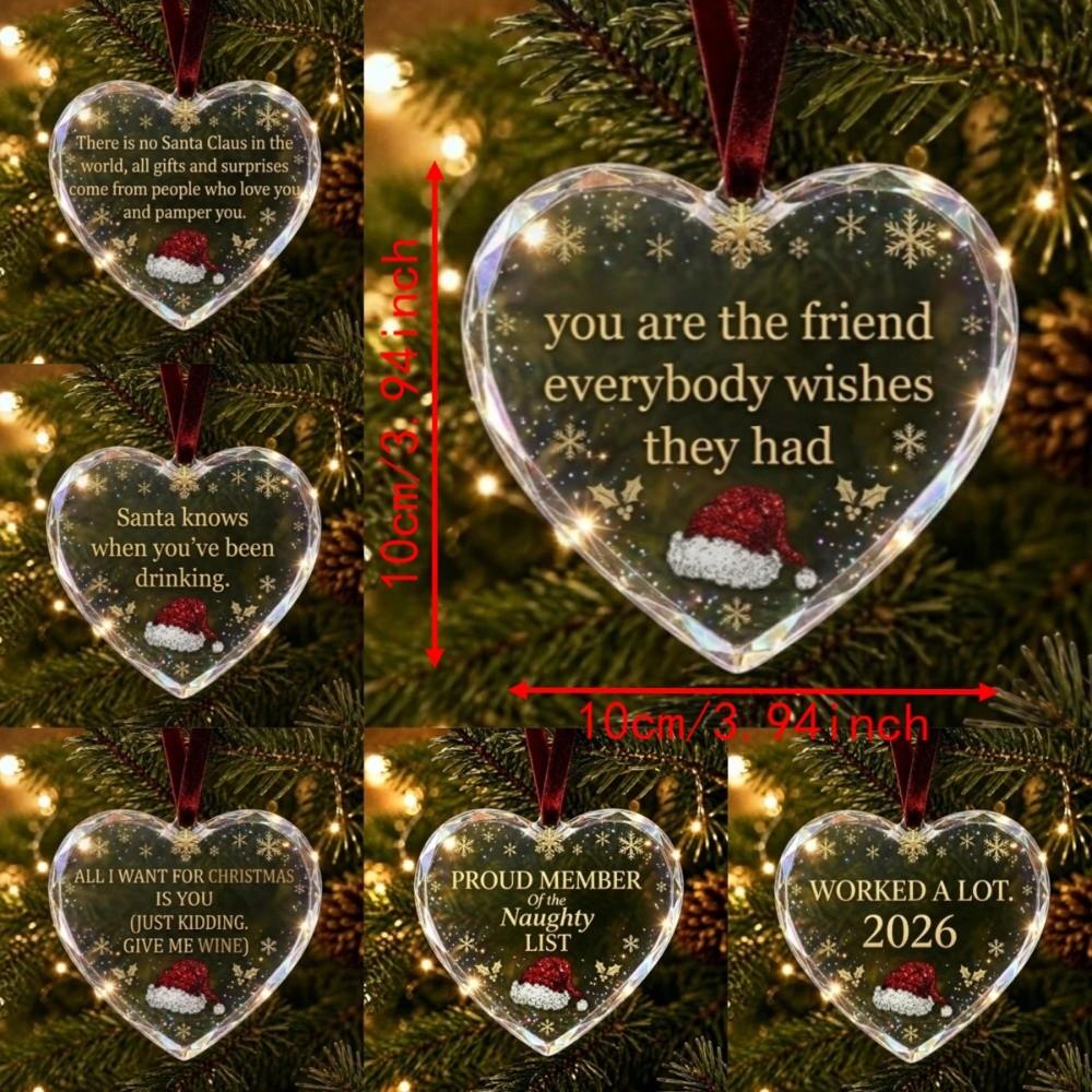 Hanging Christmas Acrylic Heart Ornament Acrylic Transparent Ball Creative Heart Shape Love Attitude Slogan Pendant