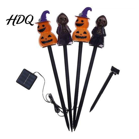 Halloween Party Lawn Decorations 4Pcs/Set Solar Ghost Stake Light 4-in-1 Pumpkin with LED Garden Landscape Lighting Lights Waterproof Decorative