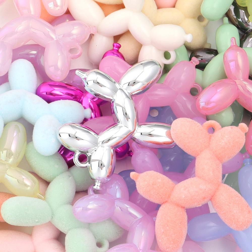 5pcs/lot Colorful Cute Acrylic Cartoon Balloon Dog Pendants For Jewelry Making DIY Bracelet Necklace Keychains Accessories