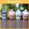 9pcs Creative Cat Head Overalls Girl Model Doll Ornament Set