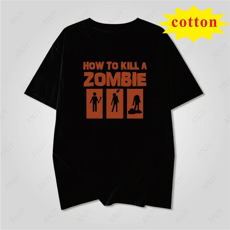 Dark Style Zombie Apocalypse Text Printed Tshirt Fun Dark Style Unisex Loose Short Sleeved Shirt
