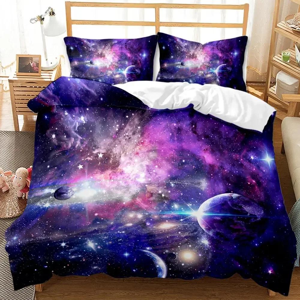 Galaxy Universe Outer Space Comfortable Duvet Quilt Cover Pillowcase Bedding Set Children Bedroom Decoration Home Textile