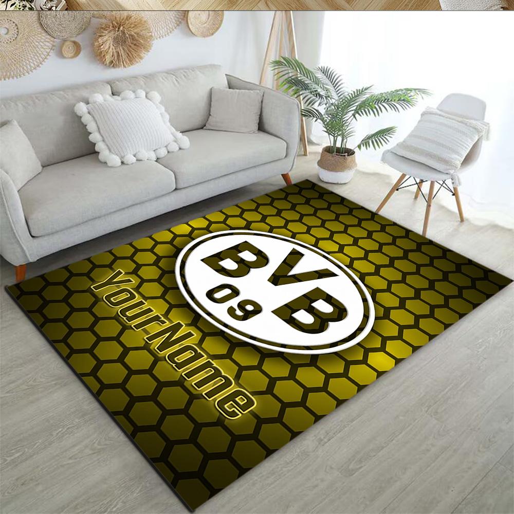 Borussia Dortmund Benutzerdefinierter Namens Teppich Design für Arbeitszimmer Spielzimmer Schlafsaal Spielzimmer Rutschfester Teppich Büro Heimdekoration