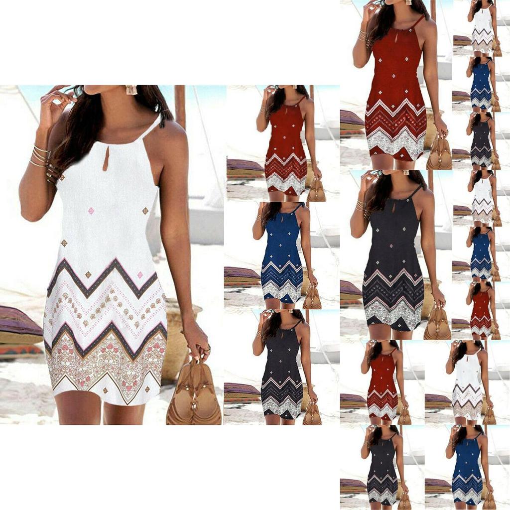 Women's Strappy Floral Print Mini Dress For Summer Stylish Beach Getaways