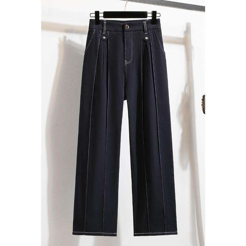 MODIQUE Women's Winter Large Size Knitted Jeans New Loose Classic Casual High Waist Cotton Trousers Basic All-match Straight Jeans