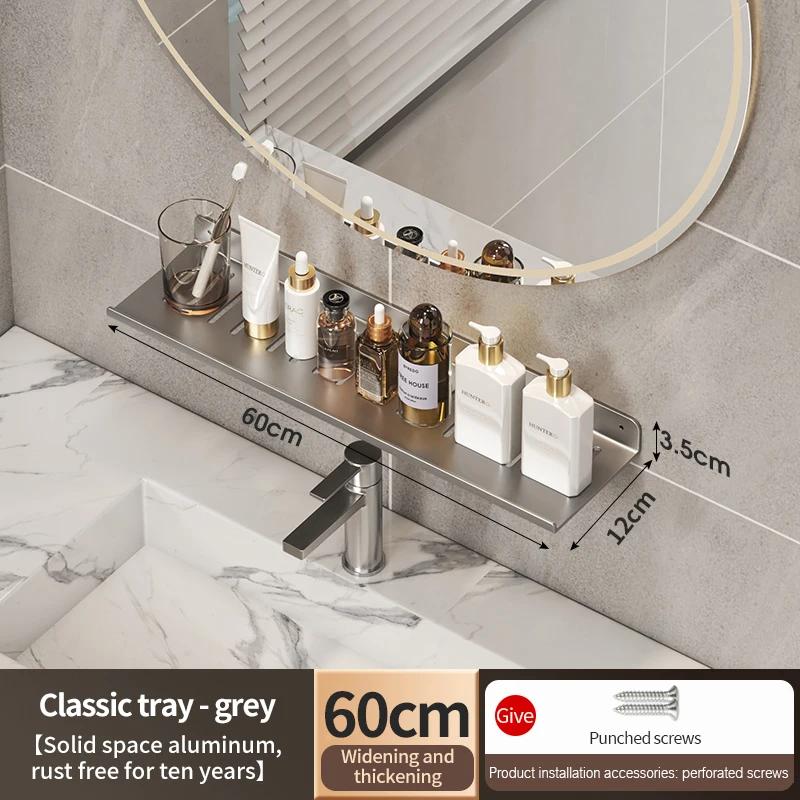 Bathroom Rack Bathroom Shelf Toilet Storage Rack Toilet Kitchen Space Aluminum Hang On the Wall Punch-free Rack Hanging Shelves