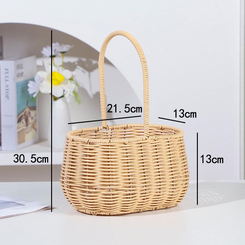 Handmade Imitation Rattan Picnic & Gift Basket with Iron Art Elements