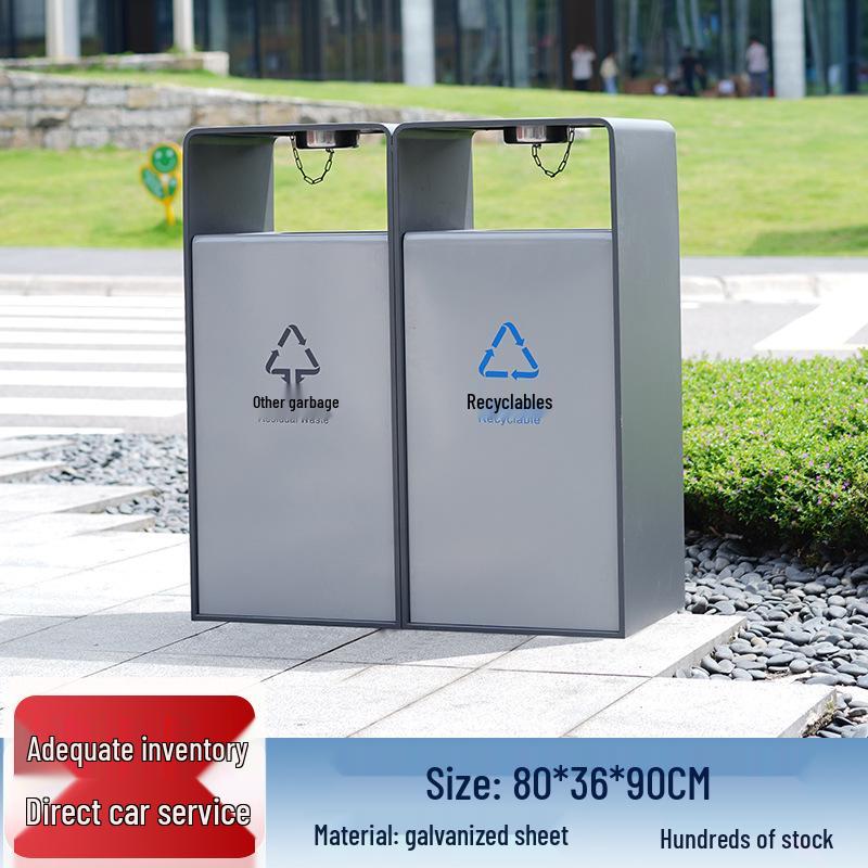 Stainless Steel Outdoor Park & Community Sorting Trash Can